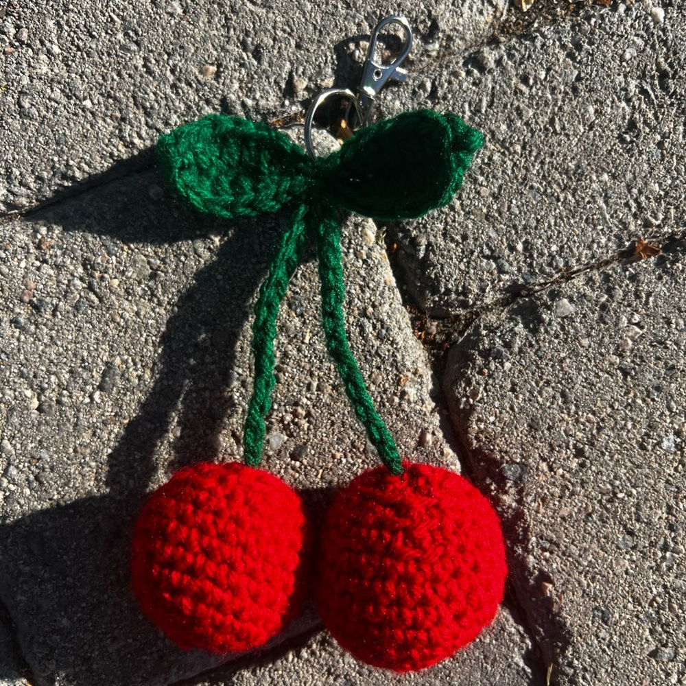 Hand Crocheted Cherries Keychain! - Picture 14 of 15